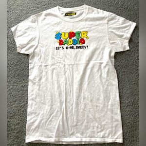 Super Daddio Father Athletic Mario Bros Men’s White Tee Size M